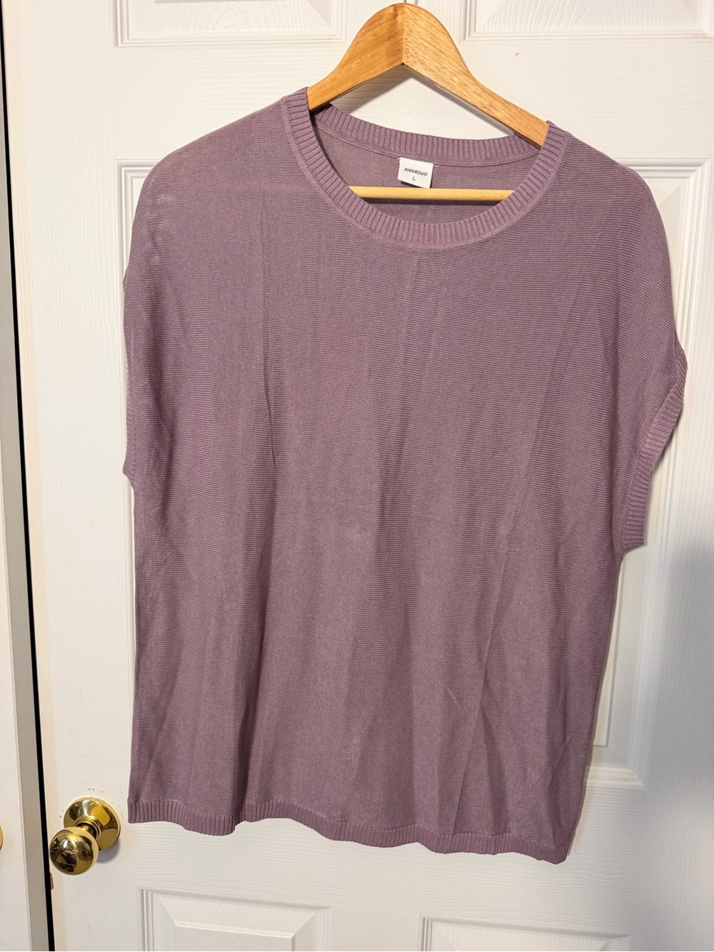 Lavender Crewneck Short-Sleeve Sweater Top